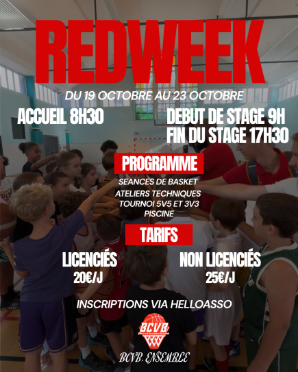 REDWEEK TOUSSAINT LUNDI 19 OCTOBRE AU VENDREDI 23 OCTOBRE